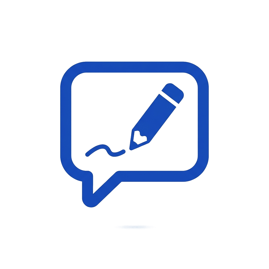 Speech bubble with a pencil, representing a project brief